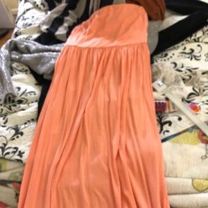 Peach strapless maxi dress